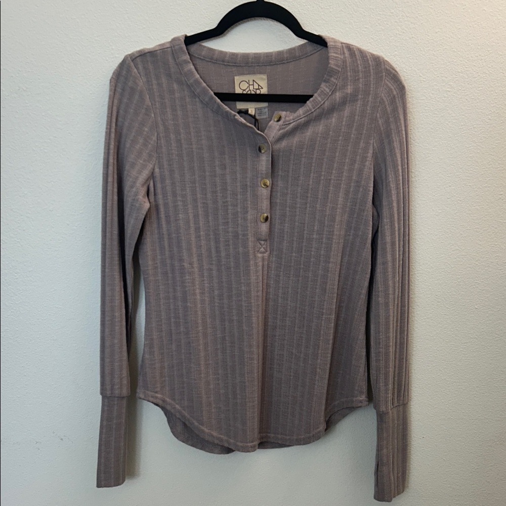 Chaser Mauve Long Sleeve Henley Top